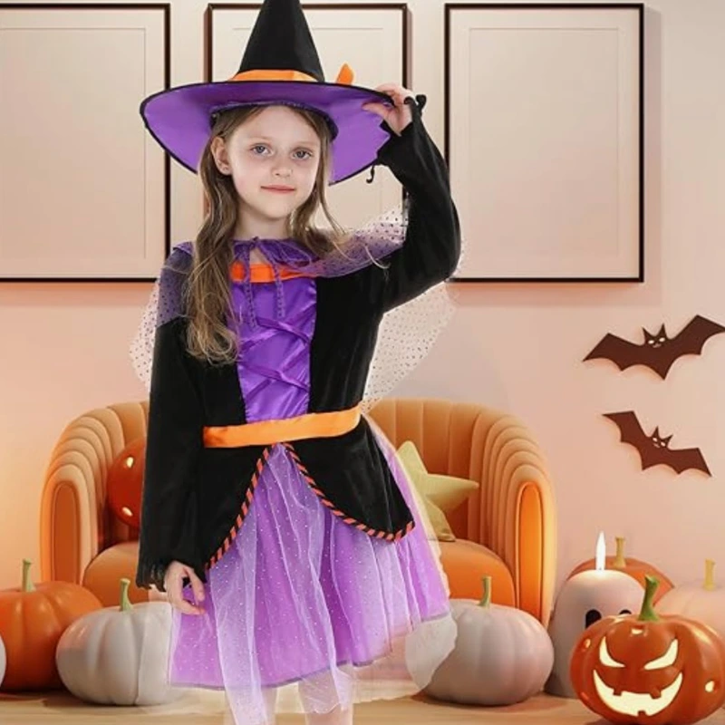 Familie bijpassende Halloween heks kostuumset