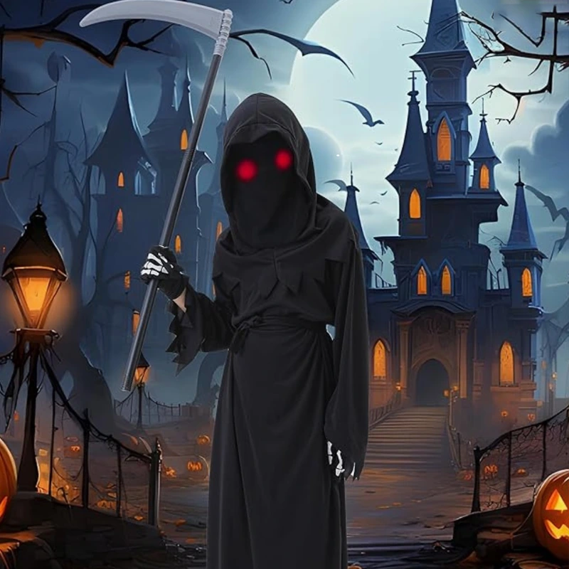 Horror themafeest Grim Reaper kostuum voor kinderen met masker
