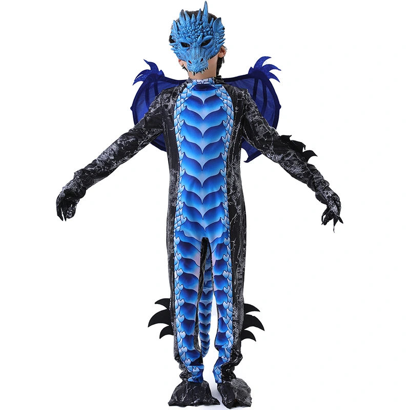 Compleet drakenkostuum voor schoolhalloweenfeest met afneembare staart